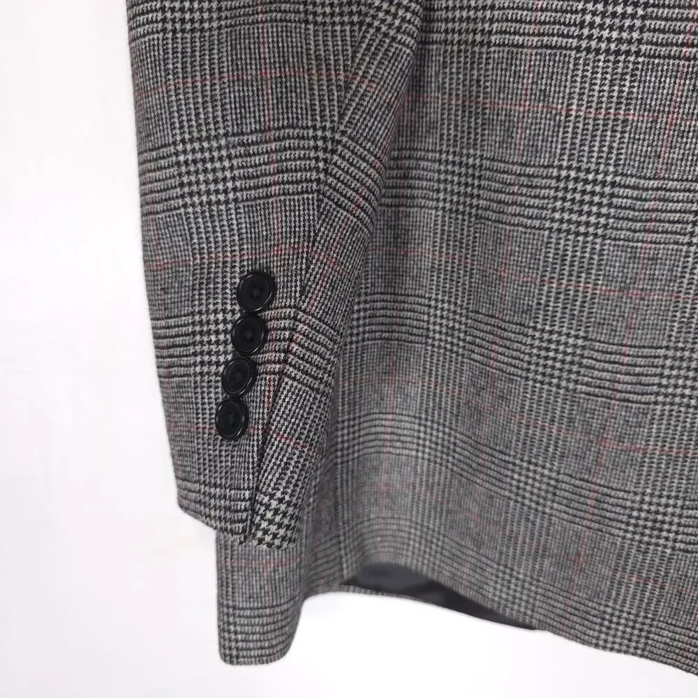 BROOKS BROTHERS Loro Piana WOOL Blazer Sport Coat Size 42 Gray Plaid ITALY 120’s